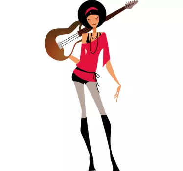 Vinilo decorativo guitarrista chic - TenVinilo