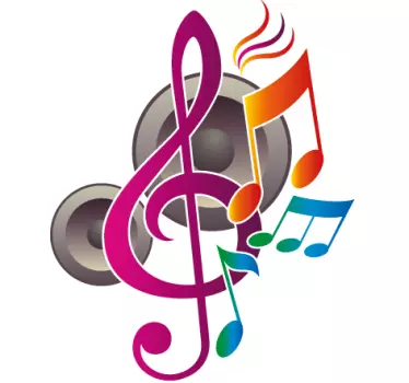 Vinilo decorativo notas y altavoces - TenVinilo