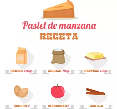 Vinilo decorativo receta pastel de manzana - TenVinilo