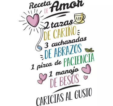Vinilo para cocina receta del amor - TenVinilo