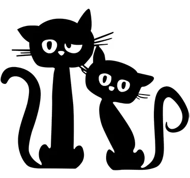 Pegatina gatos monocolor madre e hijo - TenVinilo