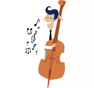 Vinilo infantil tocando el contrabajo - TenVinilo