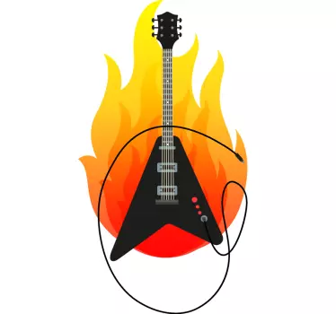 Vinilo juvenil guitarra heavy fuego - TenVinilo