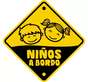 Pegatina bebé a bordo niños a bordo amarilla - TenVinilo