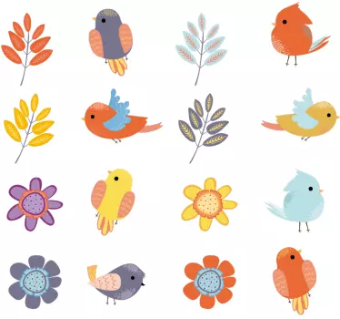 Vinilos infantiles de pájaros coloridos  - TenVinilo
