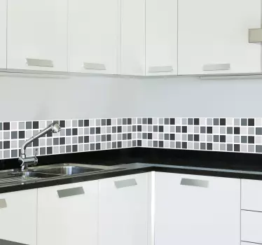Cenefa adhesiva baño azulejos tonos grises - TenVinilo