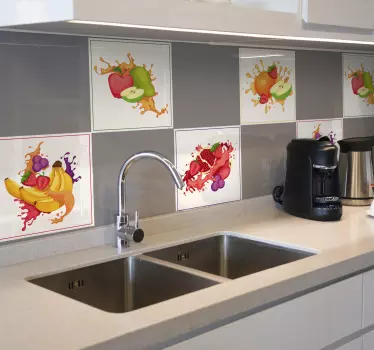 Vinilos azulejos cocina collage de frutas - TenVinilo