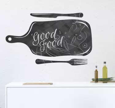Vinilo pizarra cocina diseño tabla cortar - TenVinilo