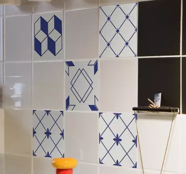 Azulejos vinílicos azules formas geométricas - TenVinilo