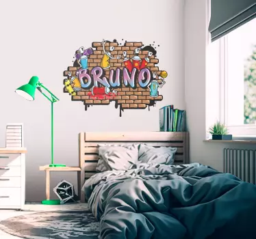 Vinilo habitación juvenil graffiti nombre personalizable - TenVinilo