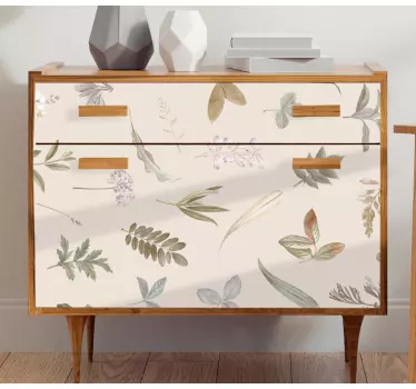Vinilo para mueble patrón de follaje fondo beige - TenVinilo