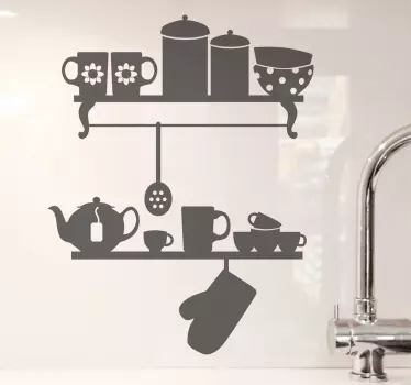 Adhesivo decorativo cocina estantes - TenVinilo
