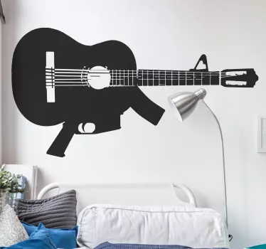 Adhesivo guitarra metralleta - TenVinilo