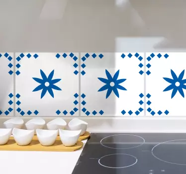Azulejos vinílicos flores azul de delfts - TenVinilo