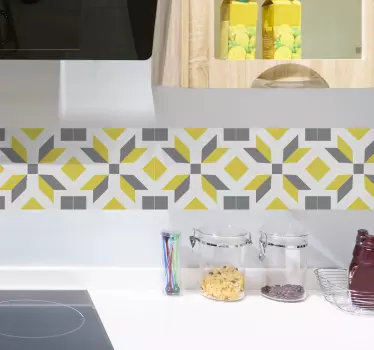 Vinilo cocina azulejos pantone iluminador y gris - TenVinilo
