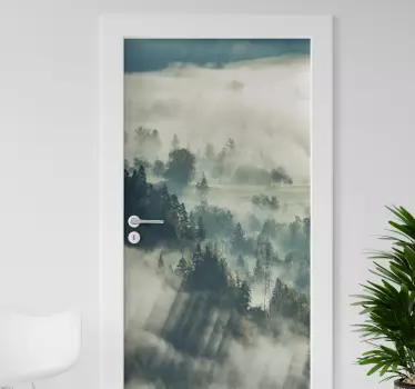 Lámina adhesiva para puerta bosque selva - TenVinilo