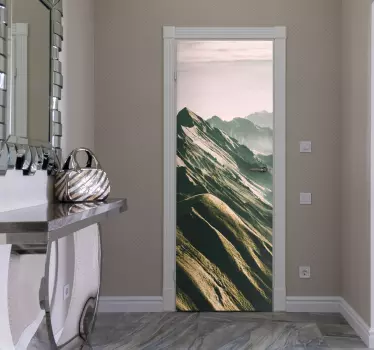 Lámina adhesiva para puerta paisaje montañoso - TenVinilo