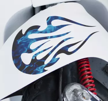 Pegatina adhesiva para moto de llamas azules - TenVinilo
