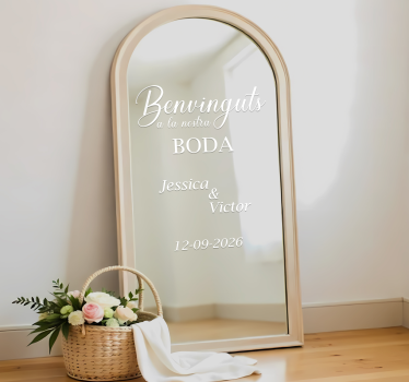 Pegatina boda espejo personalizable (catalán) - TenVinilo