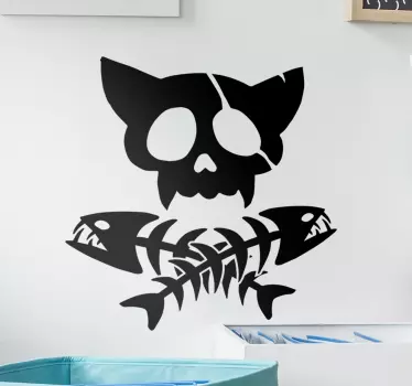 Pegatina calavera gato pirata - TenVinilo
