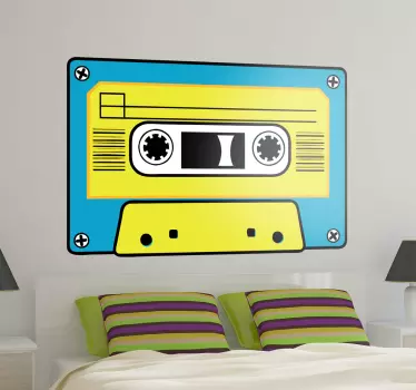 Pegatina cassette amarillo y azul - TenVinilo