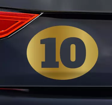 Pegatina personalizada para coche número color dorado - TenVinilo
