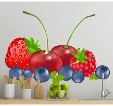 Pegatina de fruta 3 frutas sobre un fondo de color - TenVinilo