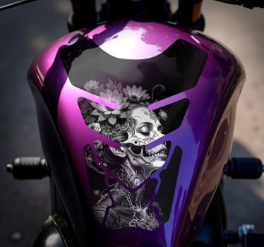 Pegatina para moto dama esqueleto pintada - TenVinilo