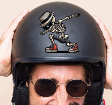 Pegatina moto diseño de dab de esqueleto - TenVinilo