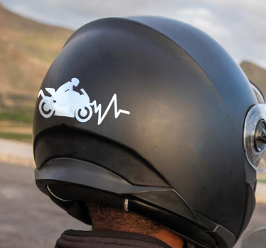 Pegatina moto diseño de latido de corazón de motocicleta - TenVinilo