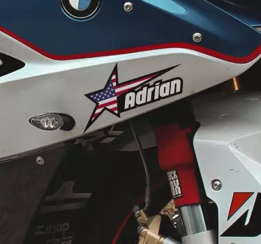 Pegatina moto estrella con bandera - TenVinilo