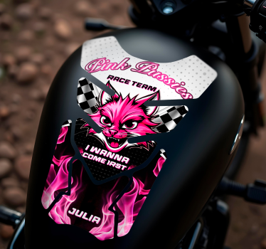 Pegatina moto gato rosa - TenVinilo