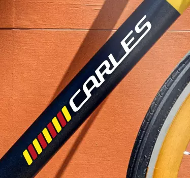 Vinilo bicicleta bandera catalana con nombre - TenVinilo