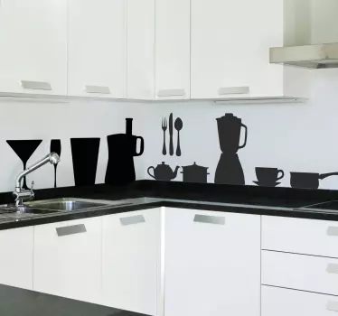 Sticker decorativo cocina siluetas - TenVinilo