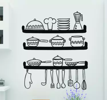 Viniles para cocina estantería de cubiertos - TenVinilo