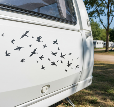 Vinilo autocaravana bandada de aves en vuelo - TenVinilo