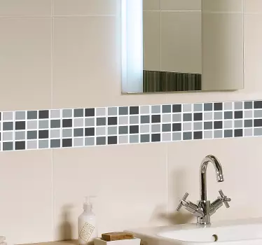 Cenefa adhesiva baño azulejos tonos grises - TenVinilo