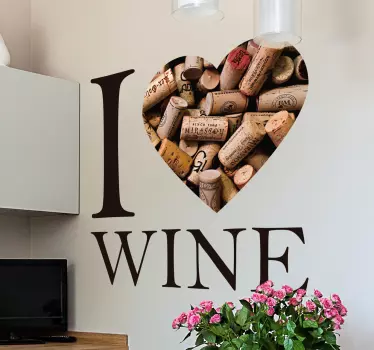 Vinilo corcho en inglés love wine - TenVinilo