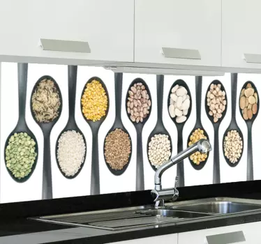 Vinilo para cocina cucharas y comida - TenVinilo