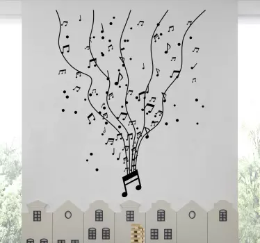 Vinilo decorativo notas de música en ramas - TenVinilo