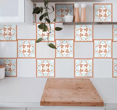 Azulejos adhesivos floral mediterráneo - TenVinilo