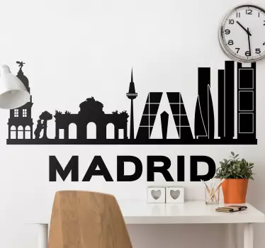 Vinilo de Madrid skyline edificios monocolor - TenVinilo