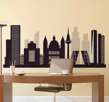 Vinilo de Madrid skyline oscuro con fondo - TenVinilo
