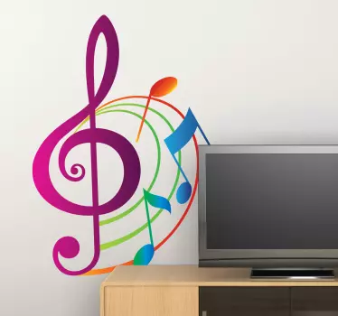 Vinilo decorativo clave de sol de color - TenVinilo