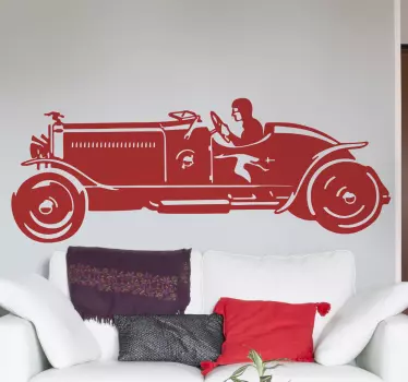 Vinilo decorativo coche carreras antiguo - TenVinilo