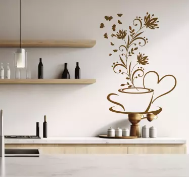 Vinilo para cocina café con flores - TenVinilo