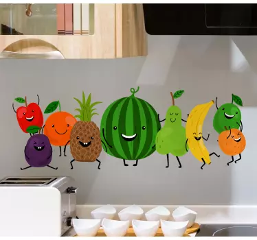 Vinilo decorativo cocina Divertidas frutas sonrientes - TenVinilo