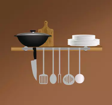 Vinilo decorativo cocina Secador de platos con plato adhesivo par - TenVinilo
