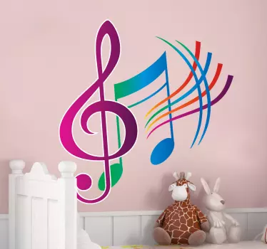 Vinilo decorativo colorido notas musicales - TenVinilo