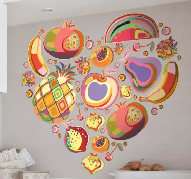 Vinilo para comedor corazón frutas pop - TenVinilo